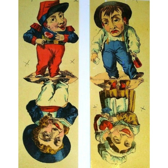 Victorian Parlour Game Art Print Whimsical Weird Strange Comical Characters - Picture 1 of 5